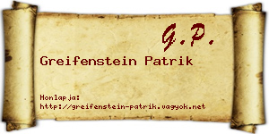 Greifenstein Patrik névjegykártya